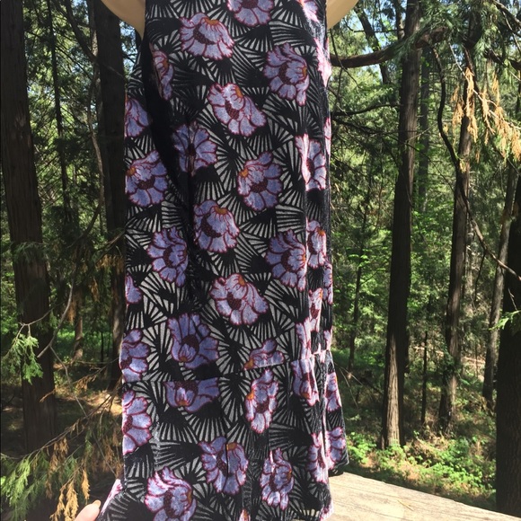 Loft burnt velvet black floral tunic vintage lavender floral shift dressHP 25 - Picture 5 of 16